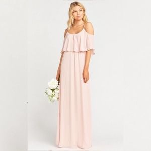 Show Me Your Mumu Caitlin Ruffle Maxi Dress Dusty Blush XS Special Occasion